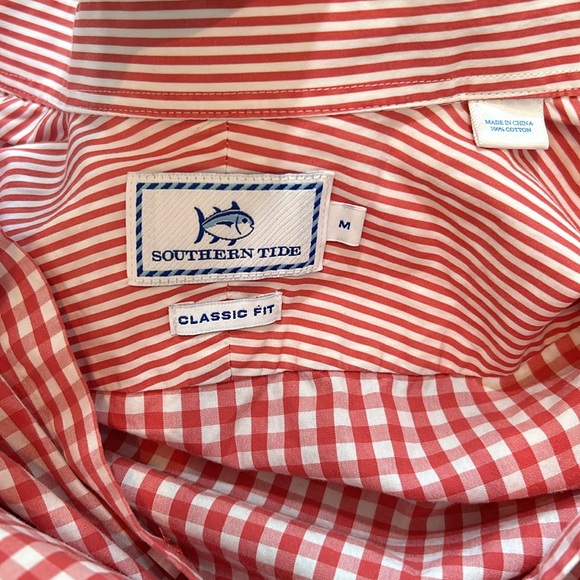 SOUTHERN TIDE MENS BOTTOW DOWN COLLAR T-SHIRT LONG SLEEVE RED CLASSIC FIT Sz M - Picture 11 of 13